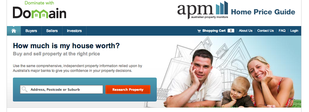 homepriceguide.com.au homepage screenshot