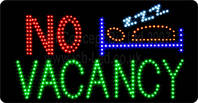 No Vacancy Sign Neon Sleeping Man