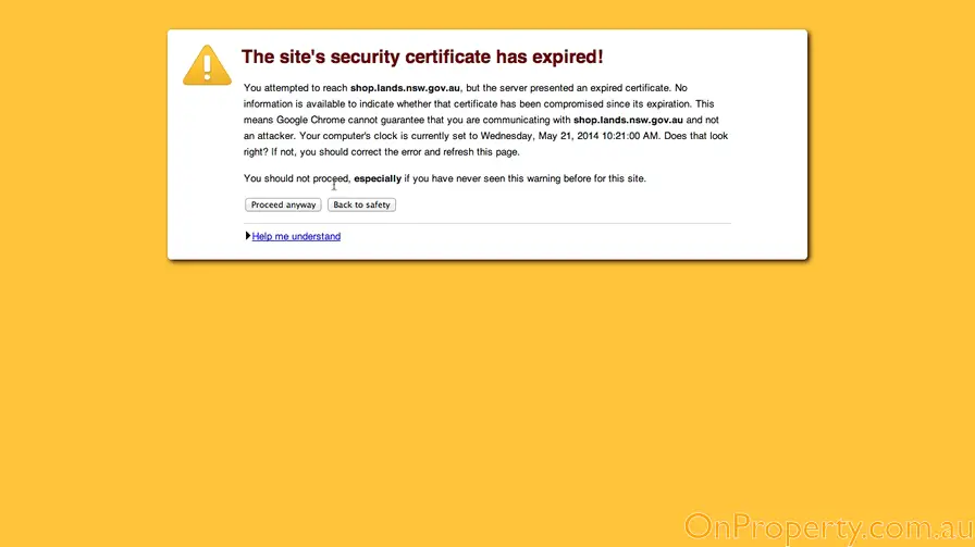 Site Certificate Error
