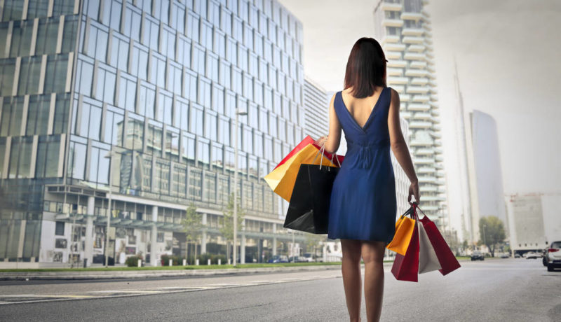 Woman shopping carrying lots of bags