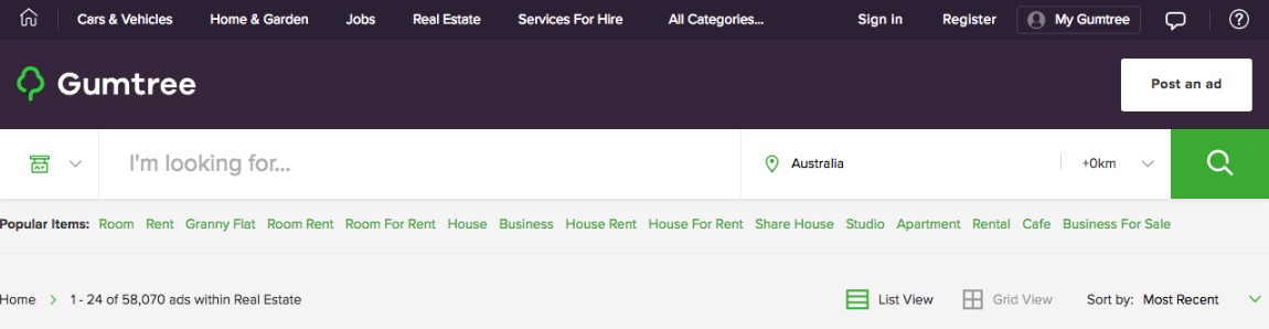 Gumtree Real Estate Property Search